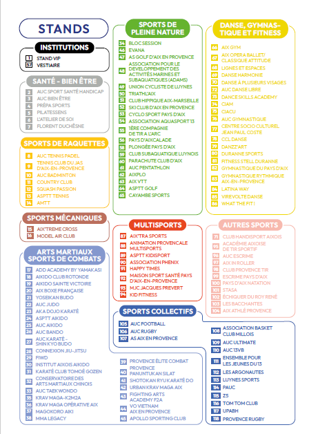 liste des stands forum 2025